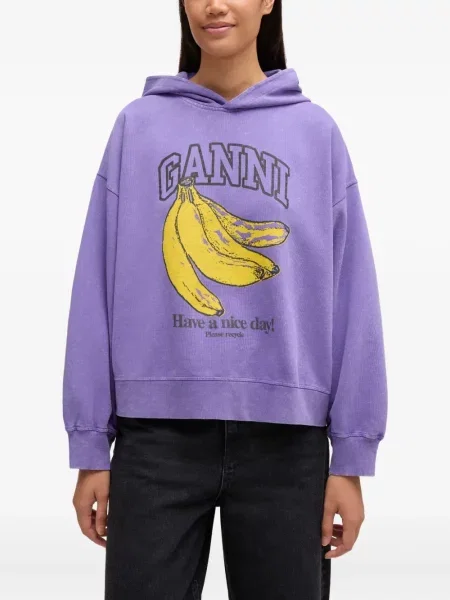 Hanorac cu glugă Ganni cu imagine violet