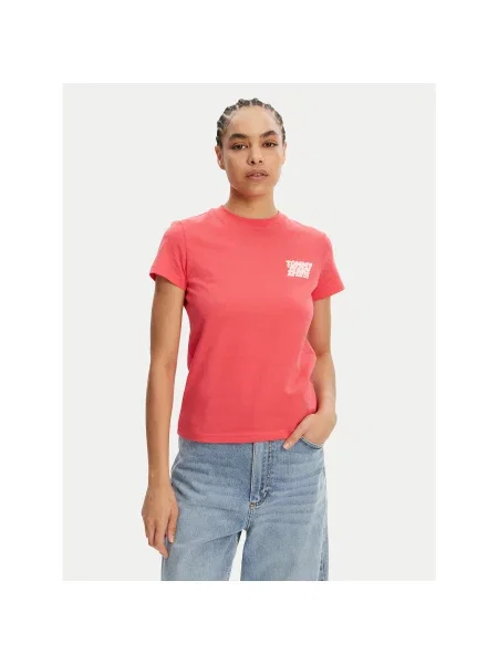 Tommy Jeans T-shirt Bubble Regular Fit ružičasta