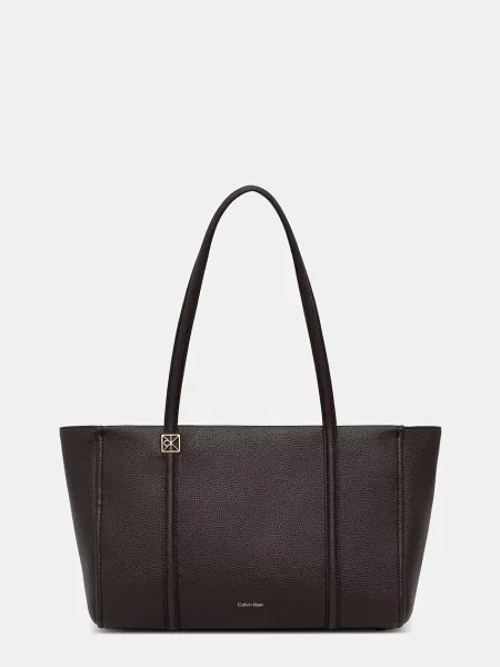 Calvin Klein kabelka typu shopper dámska z imitácie kože hnedá