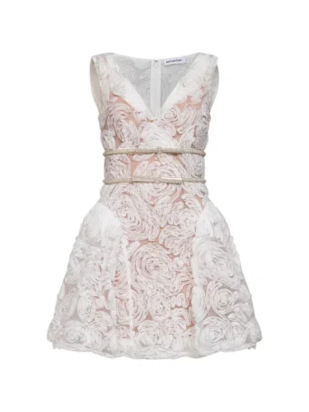 Rochie mini Self-portrait din dantelă alb
