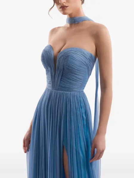 Rochie maxi Imroska fără bretele albastru