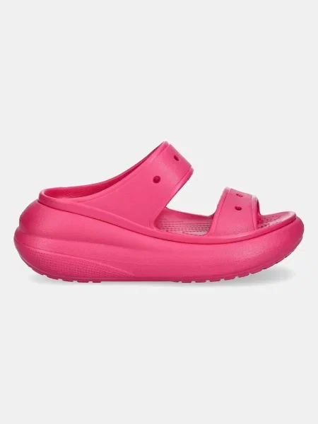 Классические шлепанцы Crocs на платформе розовые