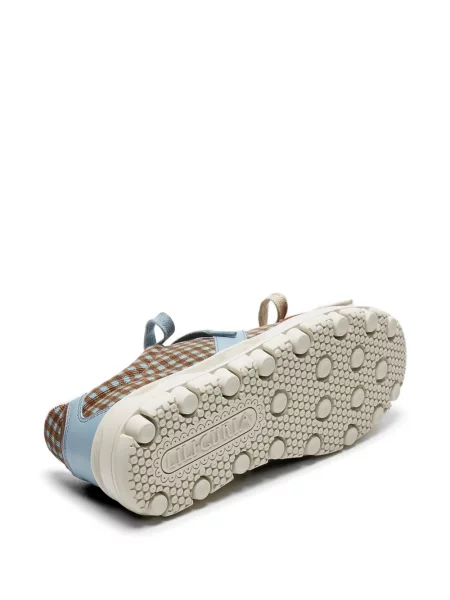 Kαρό sneakers Lili Curia με κορδόνια με δαντέλα καφέ