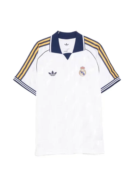 Tricou Adidas cu broderie cu dungi alb