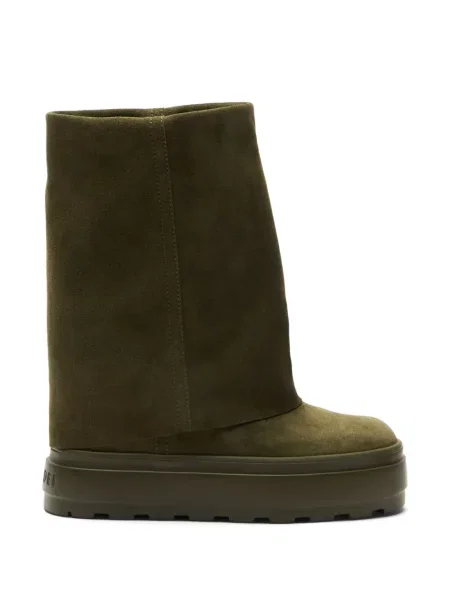 Cizme scurte Casadei din piele de căprioară cu pană verde
