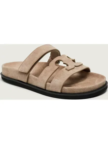 TORY BURCH Șlapi INES | piele întoarsă bej