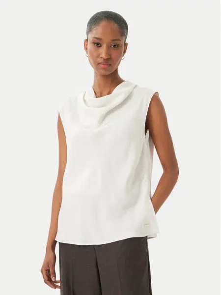 Bluzka bez rękawów o kroju regular fit z Calvin Klein Womenswear biała