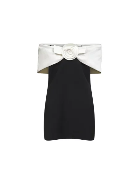 Sukienka mini Self-portrait w kwiatki z naszywkami garniturowa czarna