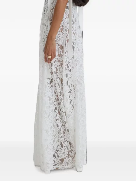 Rochie maxi Moos Studio din dantelă cu legături alb