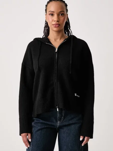 Karl Lagerfeld Jeans cardigan pentru femei cu amestec de lână negru