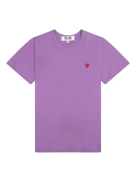 Tricou Comme Des Garcons Play cu motiv cu inimi scurt violet