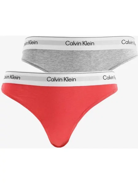 Stringi Calvin Klein Icon Cotton Modal czerwony 2 sztuki XS szary