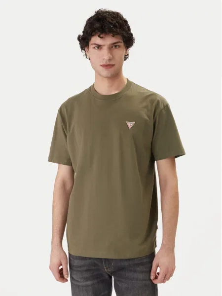 Koszulka Guess Jeans z logo zielona