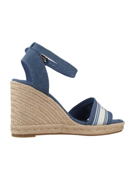 Espadrile Tommy Hilfiger High Wedge Espad Webbing albastru