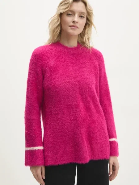 Пуловер Answear Lab дамски от топла материя с ниско поло розово