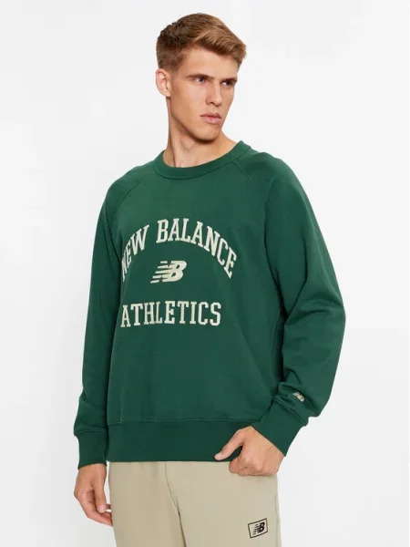 Hanorac crewneck New Balance din fleece verde