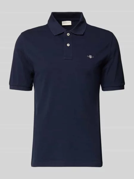 Koszulka polo o kroju slim fit z wyhaftowanym logo Gant granatowe