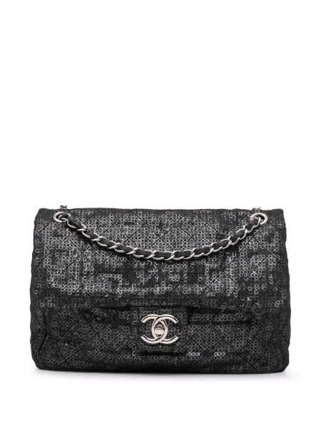 Maxi kabelka Chanel Pre-owned s flitry se síťovinou černá