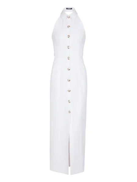 Rochie midi Balmain până la genunchi din poplin de costum alb