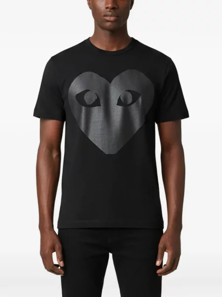 Tricou Comme Des Garcons Play cu imagine din jerseu negru