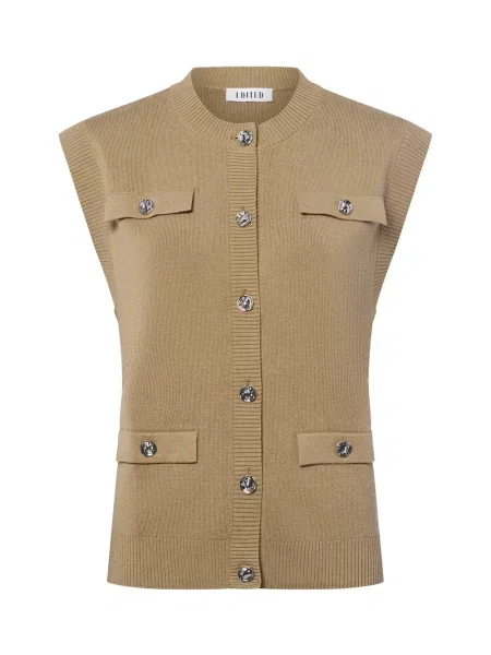 EDITED kamizelka z dzianiny z zawartością wełny Ursina Kobiety jednolity 34 brązowy