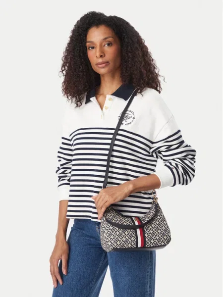 Torbica Tommy Hilfiger Th Jacquard Ess Shoulder Bag plava