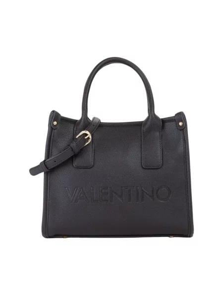 Lniana torebka Valentino Bags czarna