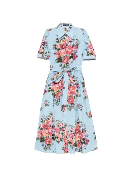 Rochie midi Dolce & Gabbana cu model floral cu imagine până la genunchi albastru