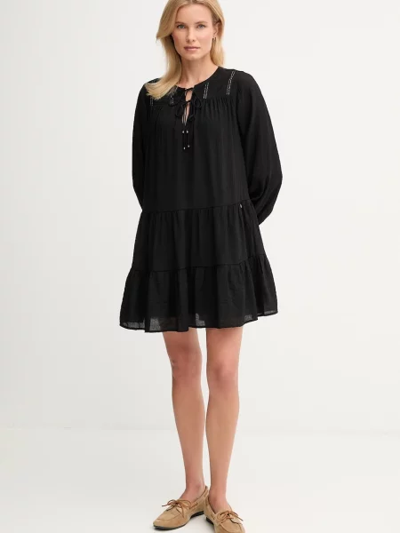 Мини джинсовое платье Pepe Jeans клеш черное