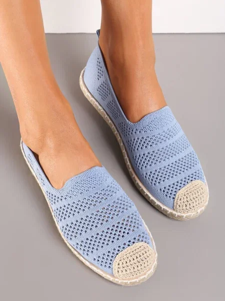 Espadrile Bleumarin din Dantelă cu Impletituri pe Talpă și Vârf Tarniesa albastru