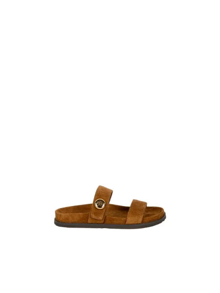Klapki Tory Burch zamszowe brązowe