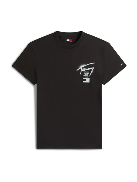 Tommy Jeans Tricou CITY albastru pastel negru