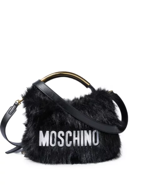 Geanta crossbody Moschino cu blană negru