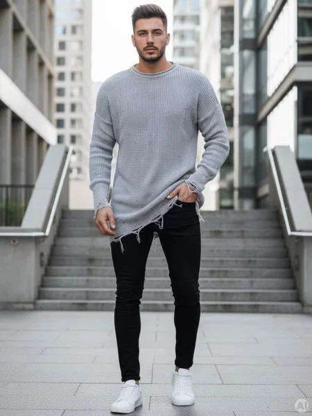 Sweter jasnoszary Dstreet