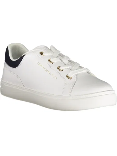 Teniși Tommy Hilfiger din piele cu toc jos alb