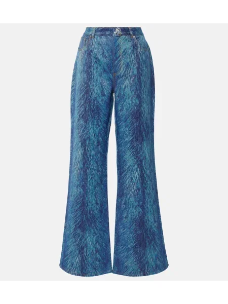 Jeansy dzwony Area z nadrukiem dzwony niebieskie