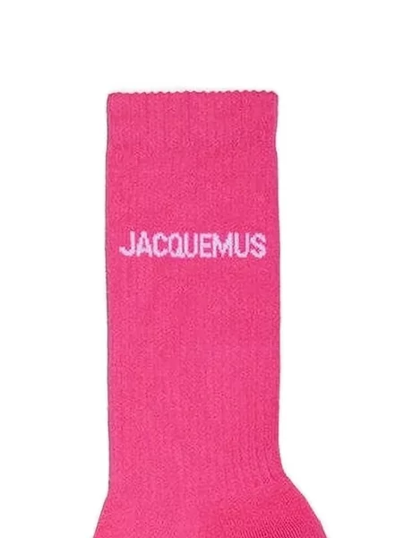 Pletene čarape Jacquemus s autogramom ružičasta