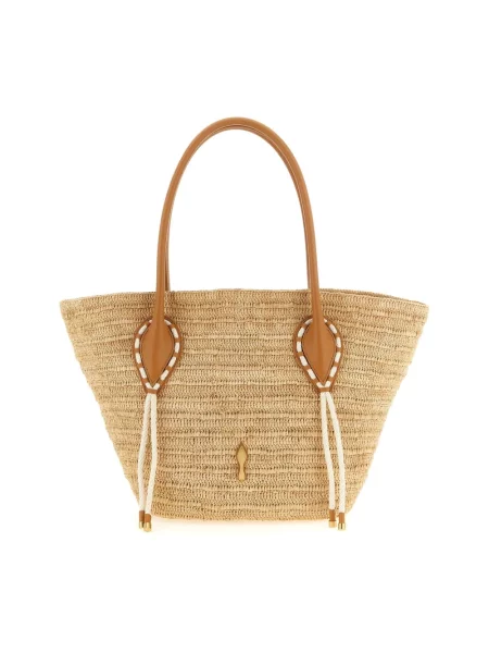 Shopperka Christian Louboutin skórzana beżowa