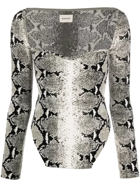 Top Khaite z nadrukiem w wężowy wzór zielony