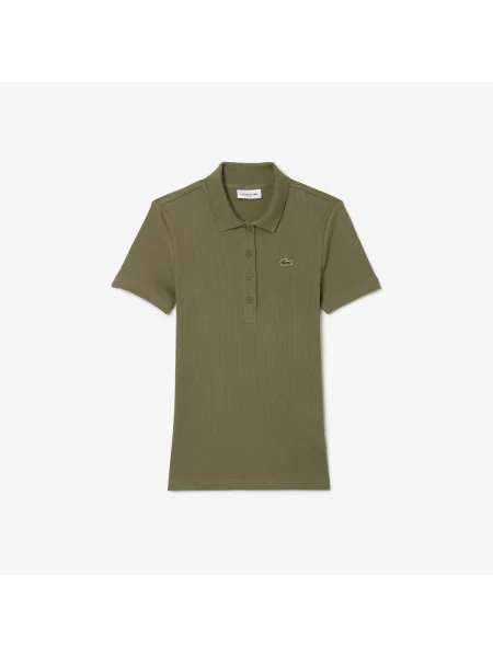 Lacoste Organiczna Koszulka Polo Slim Fit Khaki zielony