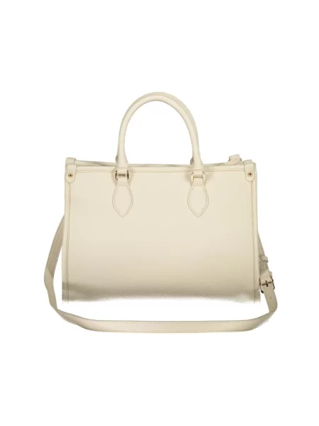 Lniana torebka Valentino Bags beżowa
