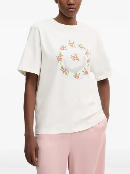 Tricou Stine Goya cu model floral cu imagine alb