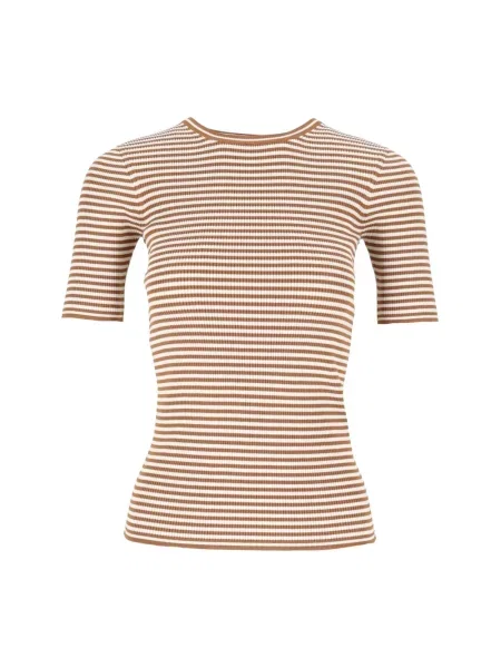 Lniana koszulka Max Mara Studio brązowa