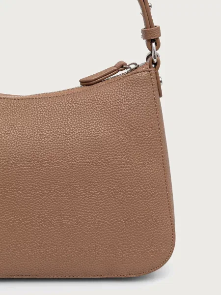 Armani Exchange torebka hobo z imitacji skóry beżowa