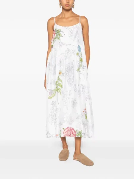 Rochie midi Injiri cu model floral cu imagine alb