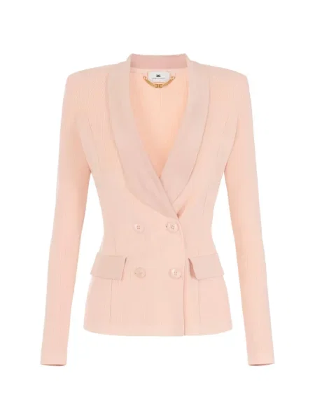Geacă Elisabetta Franchi tricotate roz