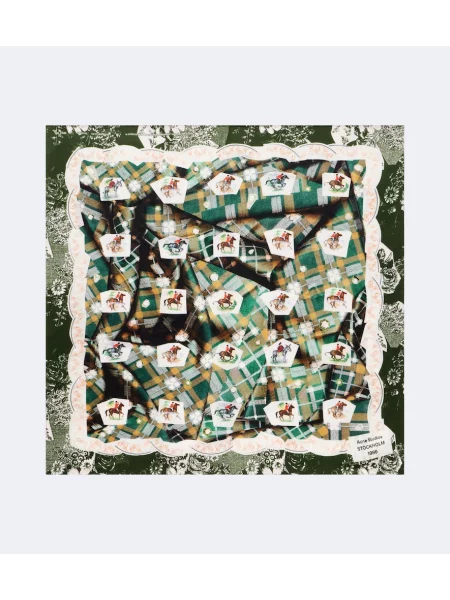 Fular Acne Studios din satin cu imagine verde