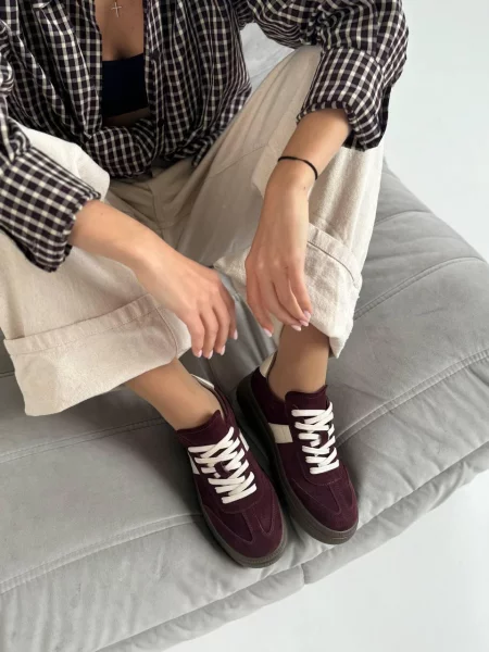 Замшевые кеды 105.store бордовые