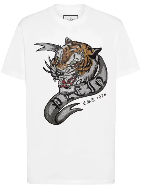 Tricou Philipp Plein cu imagine alb