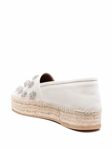 Kožené křišťálové espadrilky Philipp Plein bílé